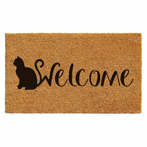 Configuracion 17 x 29 in. Feline Welcome Rectangular Doormat Natural & Black CO3367103